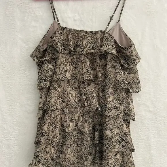 Candies Animal Print Tiered Ruffle Camisole Top Brown Neutral Sz L - Picture 7 of 7